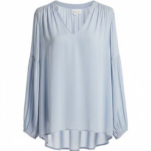 Velvet By Graham & Spencer Light Blue Peasant Sleeve Poet Blouse Size Medium